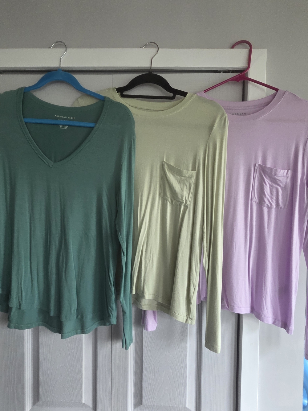 American Eagle Outfitters Green, Light Green, Lavender Long Sleeve Tops (3) Lot
